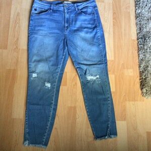 Kan Can ankle straight jeans with purposeful rips